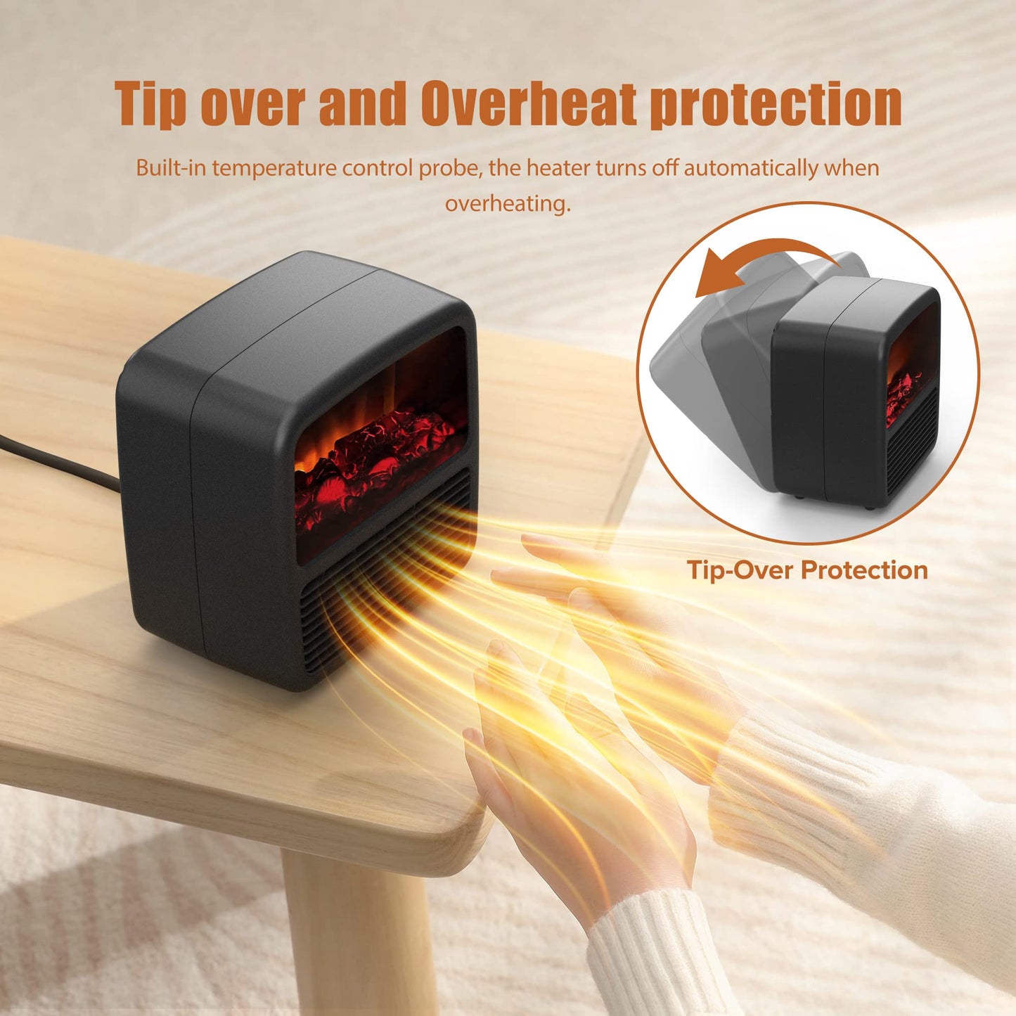 Electric Space Heater, Indoor Small Winter Air Heater