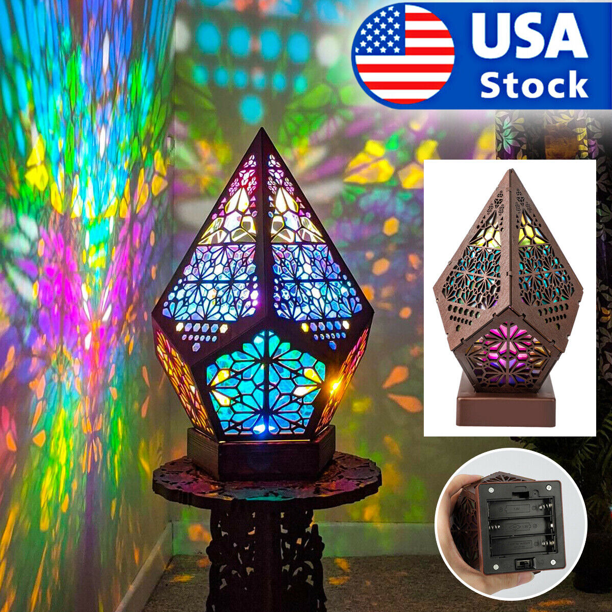 3D Colorful Bohemian LED Night Light Polar Star Starry Sky Floor Projection Lamp