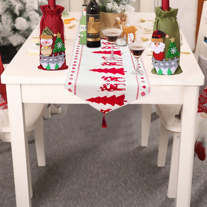 Christmas Elk Snowman Table Runner Decorations