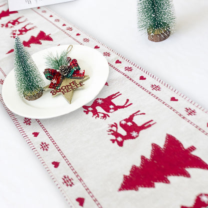 Christmas Elk Snowman Table Runner Decorations