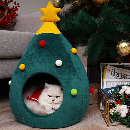 Christmas Tree Cat Bed Winter House