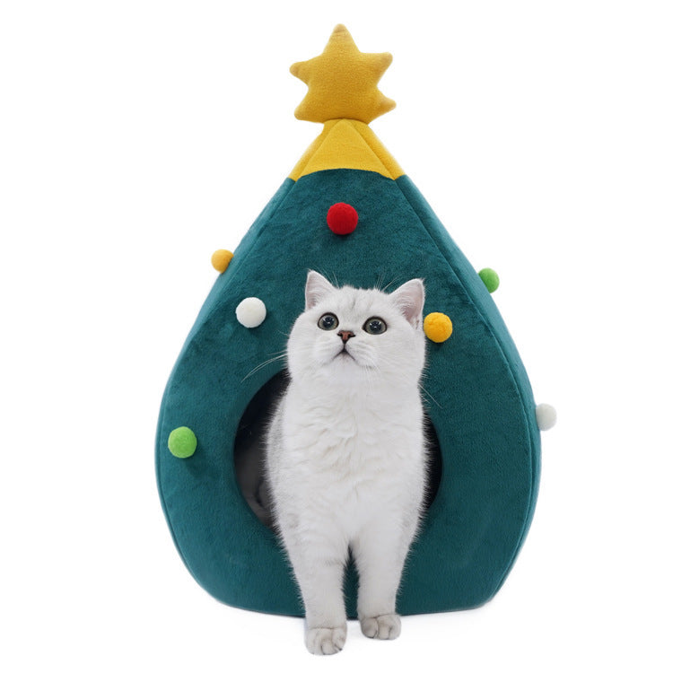 Christmas Tree Cat Bed Winter House