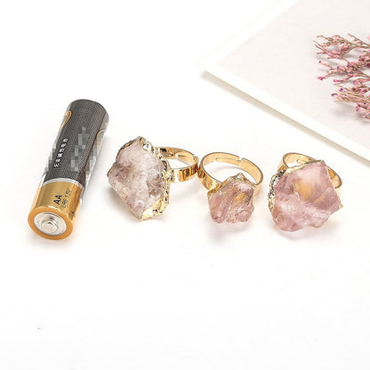 Natural Crystal Plating Rough Stone Ring