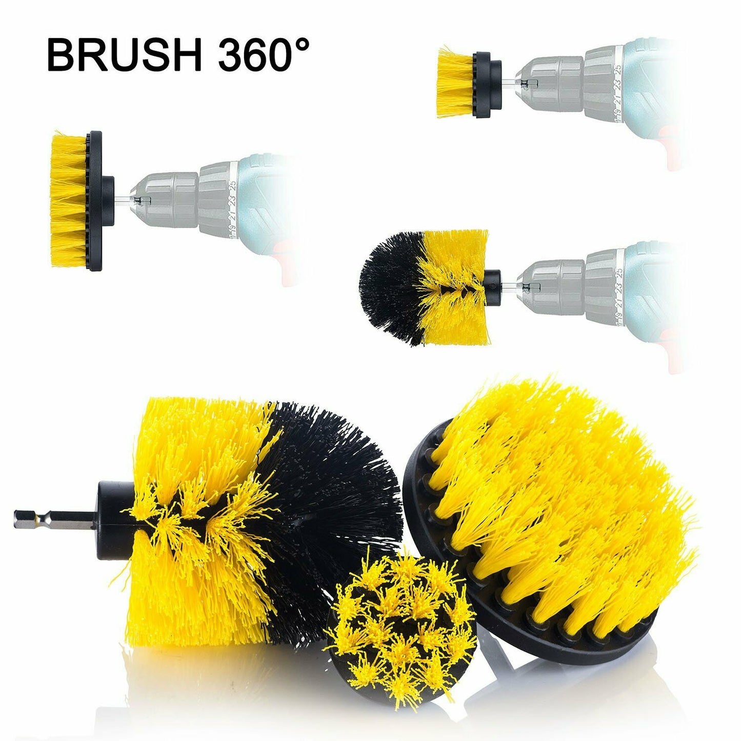 Drill Brush Set Power Scrubber, Car Wash Cleaning Carpet