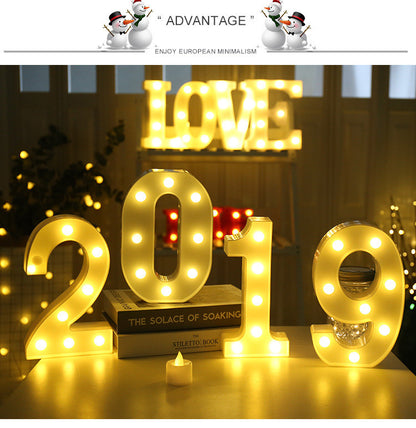 Luminous LED Letter Number Night Light English Alphabet Number Battery Lamp Romantic Wedding Christmas Party Decoration