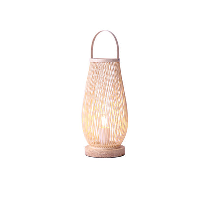 Japanese Style Bedside Lamp Modern Minimalist Bamboo Weaving