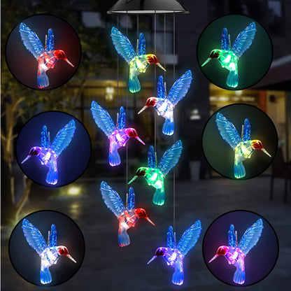 Outdoor Solar Wind Chime Lamp Hummingbird Butterfly Ball Wind Chime Garden Decoration