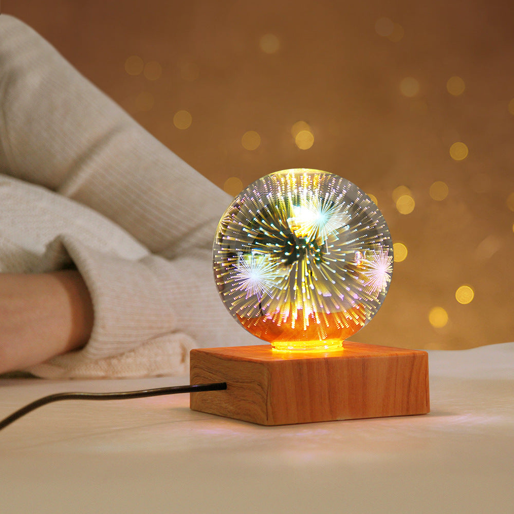 Firework Crystals Ball Night Light USB 3D LED