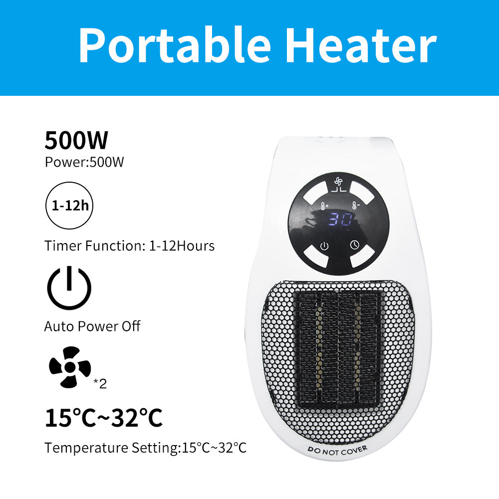 Portable Heater, Electric Wall Fan, Thermostat Radiator Warmer