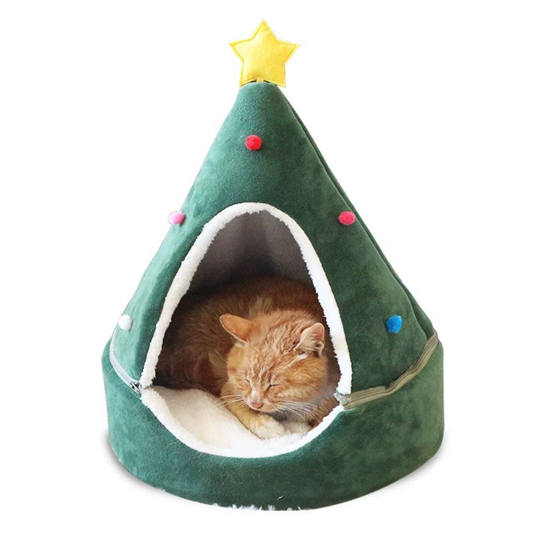 Christmas Tree Cat Bed Winter House