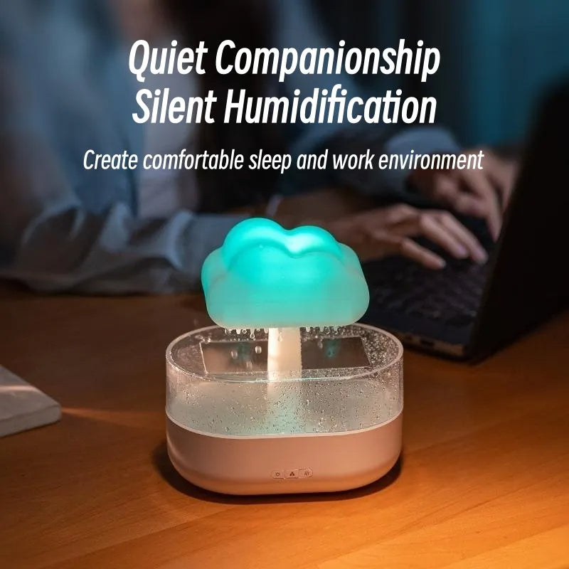 Rain Cloud Night Light Humidifier, Raining Drop Sound And 7 Color Led Light