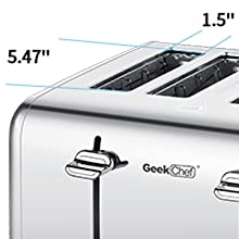 Geek Toaster 4 Slice, Extra-Wide Slot Dual Control Panels Of Bagel