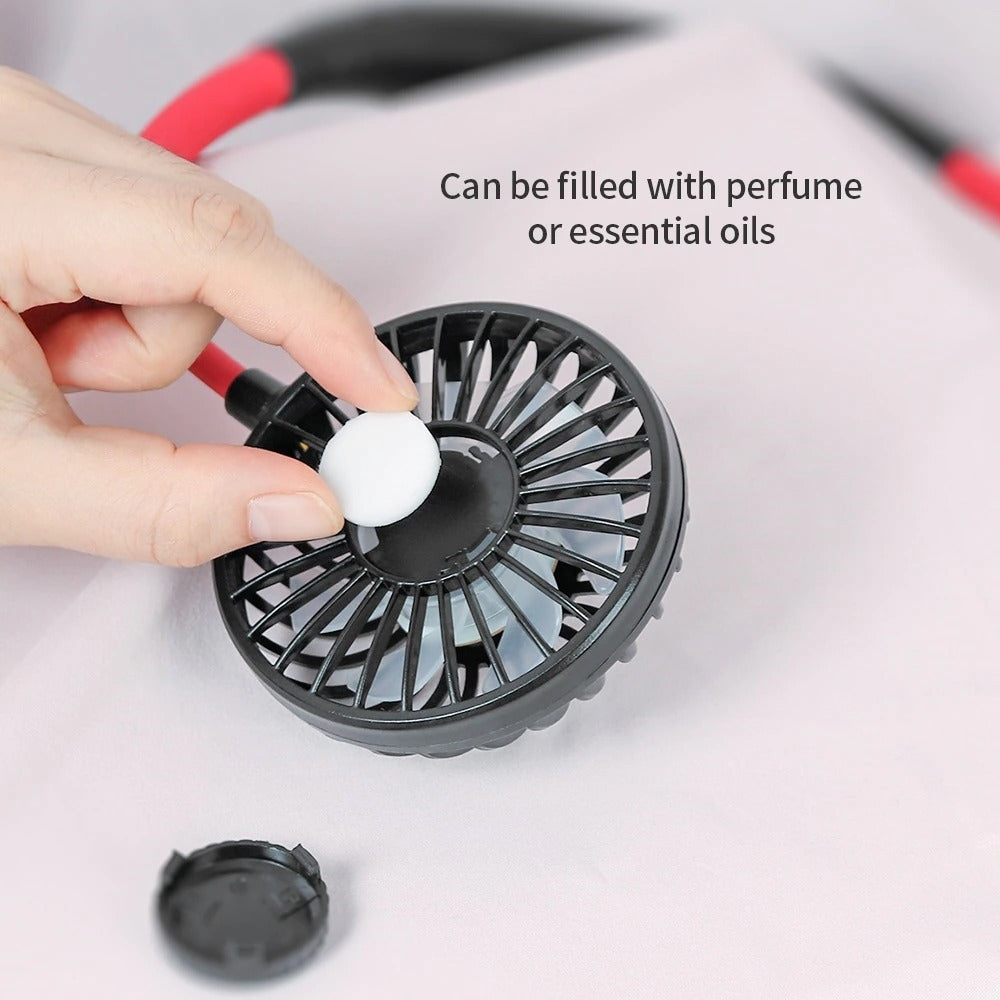 Neckband Fan, Mini Portable USB Double Fans Air Cooler