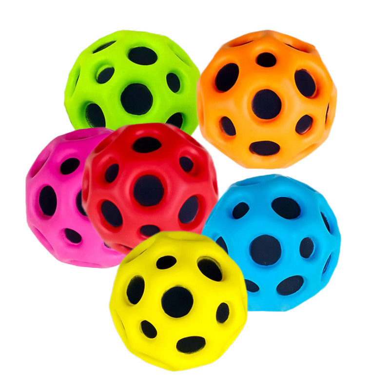 Hole Ball Soft Bouncy Ball Anti-fall Moon Shape Porous Bouncy Ball Kids Indoor Outdoor Toy Ergonomic Design