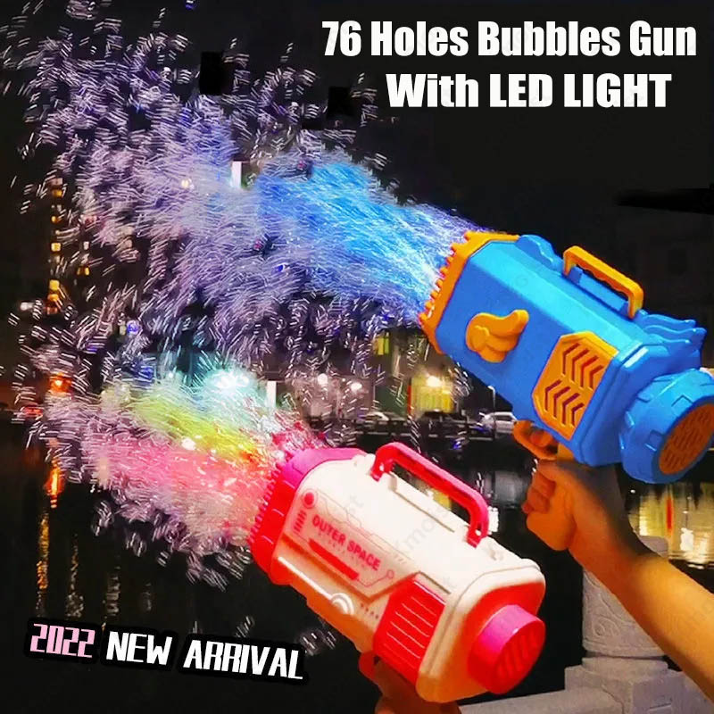 Bubble Gun Machine 69 Holes, Automatic Blower With Light Toys For Kids