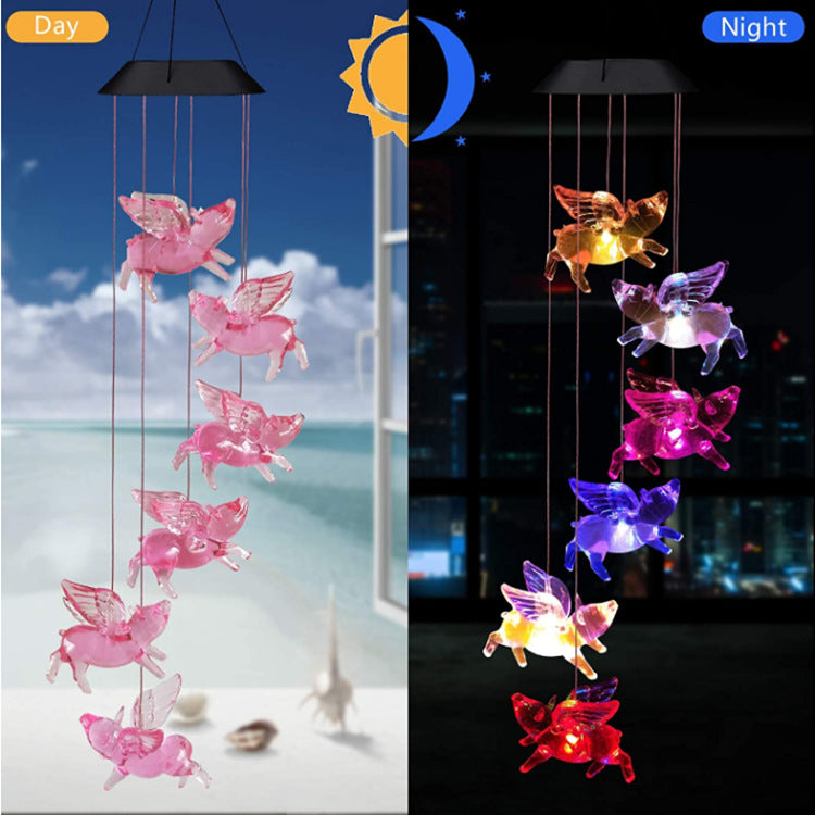 Outdoor Solar Wind Chime Lamp Hummingbird Butterfly Ball Wind Chime Garden Decoration