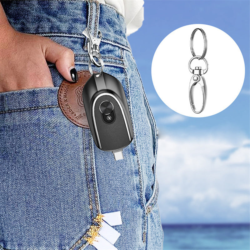 2 In 1 Mini Keychain Power Bank, 5V 1200MAH Backup, Retractable Plug Waterproof Phone Charging Accessory