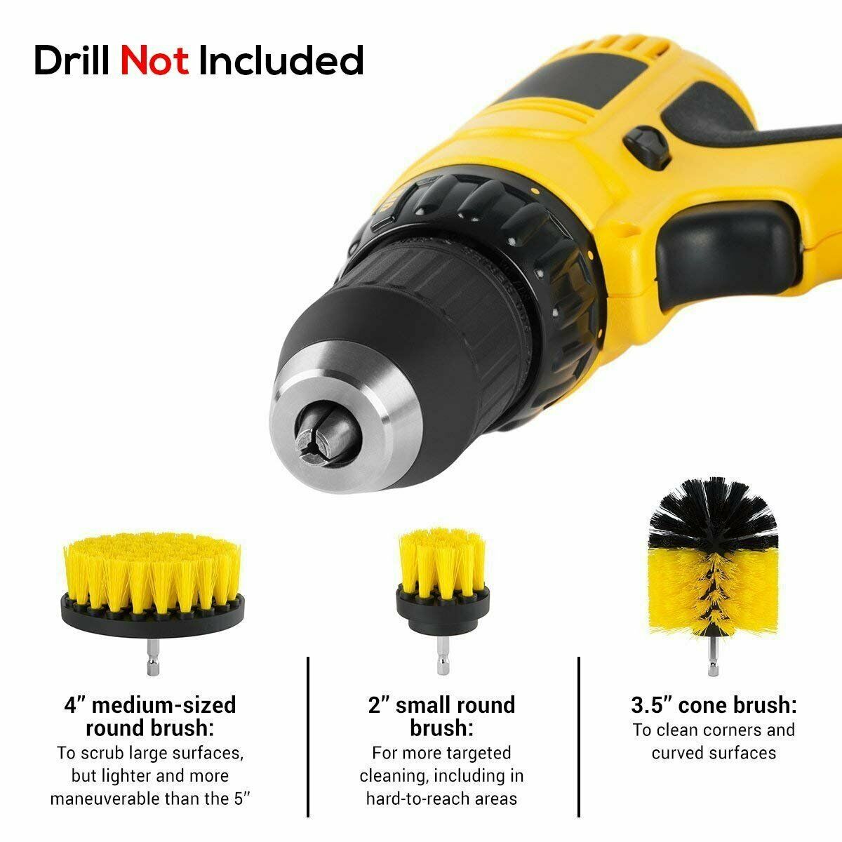 Drill Brush Set Power Scrubber, Car Wash Cleaning Carpet