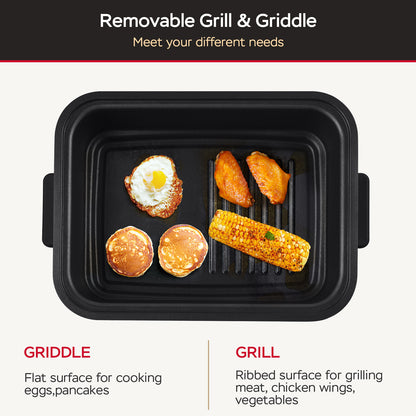 Geek 7 In 1 Air Fry, Roast, Bake, Portable 2 In 1 Indoor Tabletop Grill & Griddle