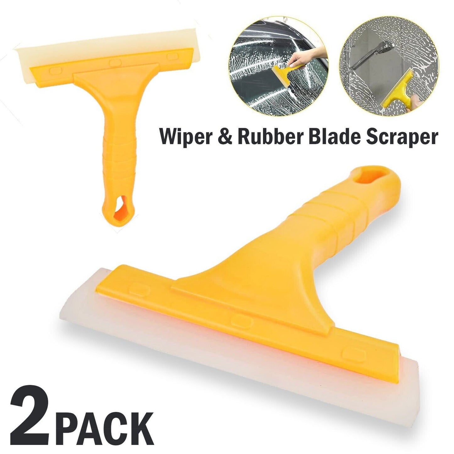 2X Window Squeegee Shower Cleaner Car Home Glass Wash Water Wiper Silicone Blade