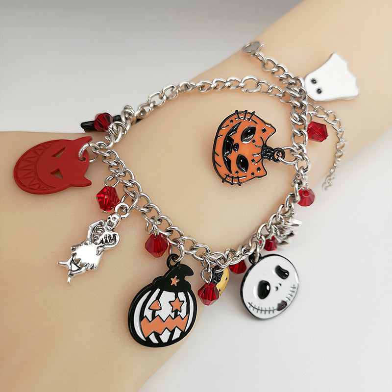 Halloween Bracelet With Pumpkin Skull Ghost Funny Jewelry