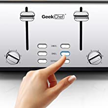 Geek Toaster 4 Slice, Extra-Wide Slot Dual Control Panels Of Bagel