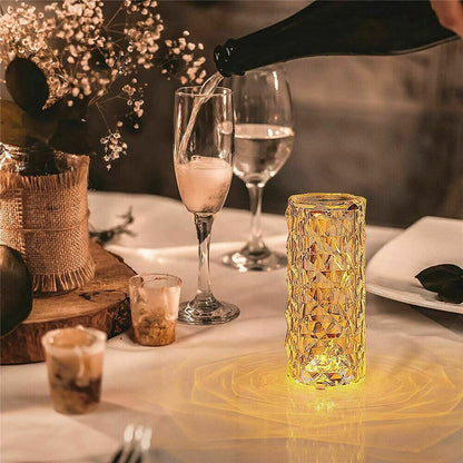 LED Crystal Table Lamp Diamond Rose Night Light Touch Atmosphere &Remote Control