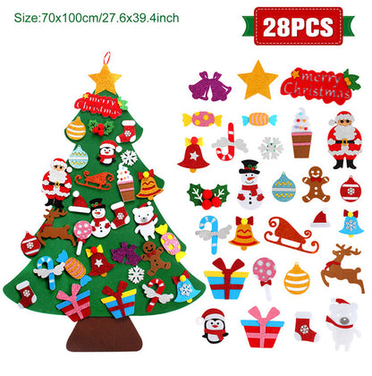 DIY Felt Christmas Tree New Year Toddler Kids Handmade Gift Toys Door Wall Hanging Ornaments Holiday Party Home Decor Set