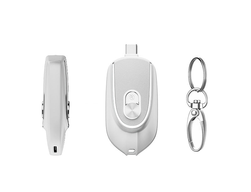 2 In 1 Mini Keychain Power Bank, 5V 1200MAH Backup, Retractable Plug Waterproof Phone Charging Accessory