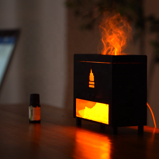 Flame Humidifier 3D Fire Flame With Salt Stone Simulated Fireplace