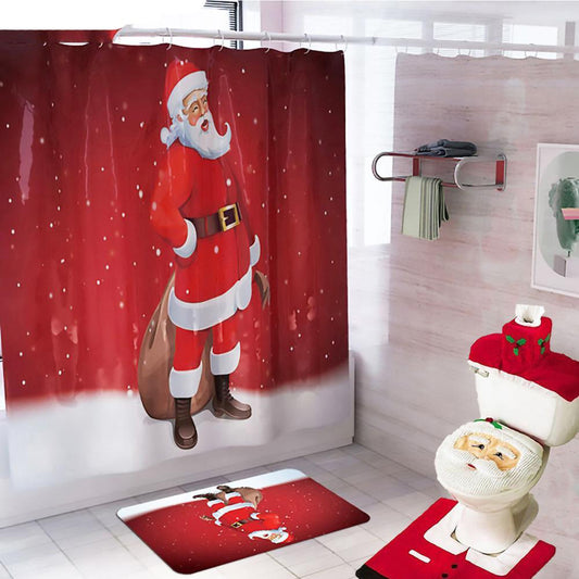 Merry Christmas Bathroom Curtain, Toilet Seat