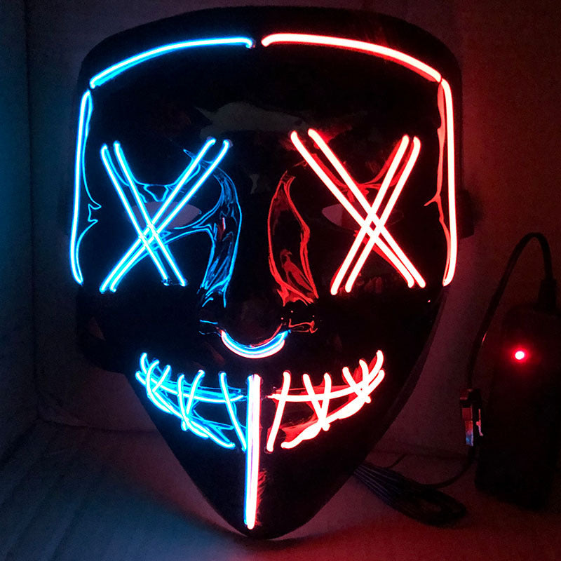 Black V Halloween Horror Glowing Mask