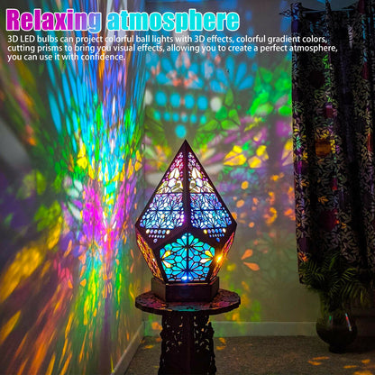 3D Colorful Bohemian LED Night Light Polar Star Starry Sky Floor Projection Lamp