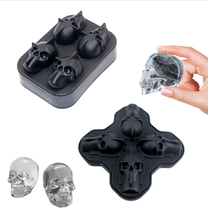 Creative 3D Skull Mold Ice Cube Tray Silicone Mold Soap Candle Moulds Sugar Craft Tools Bakeware Chocolate Moulds