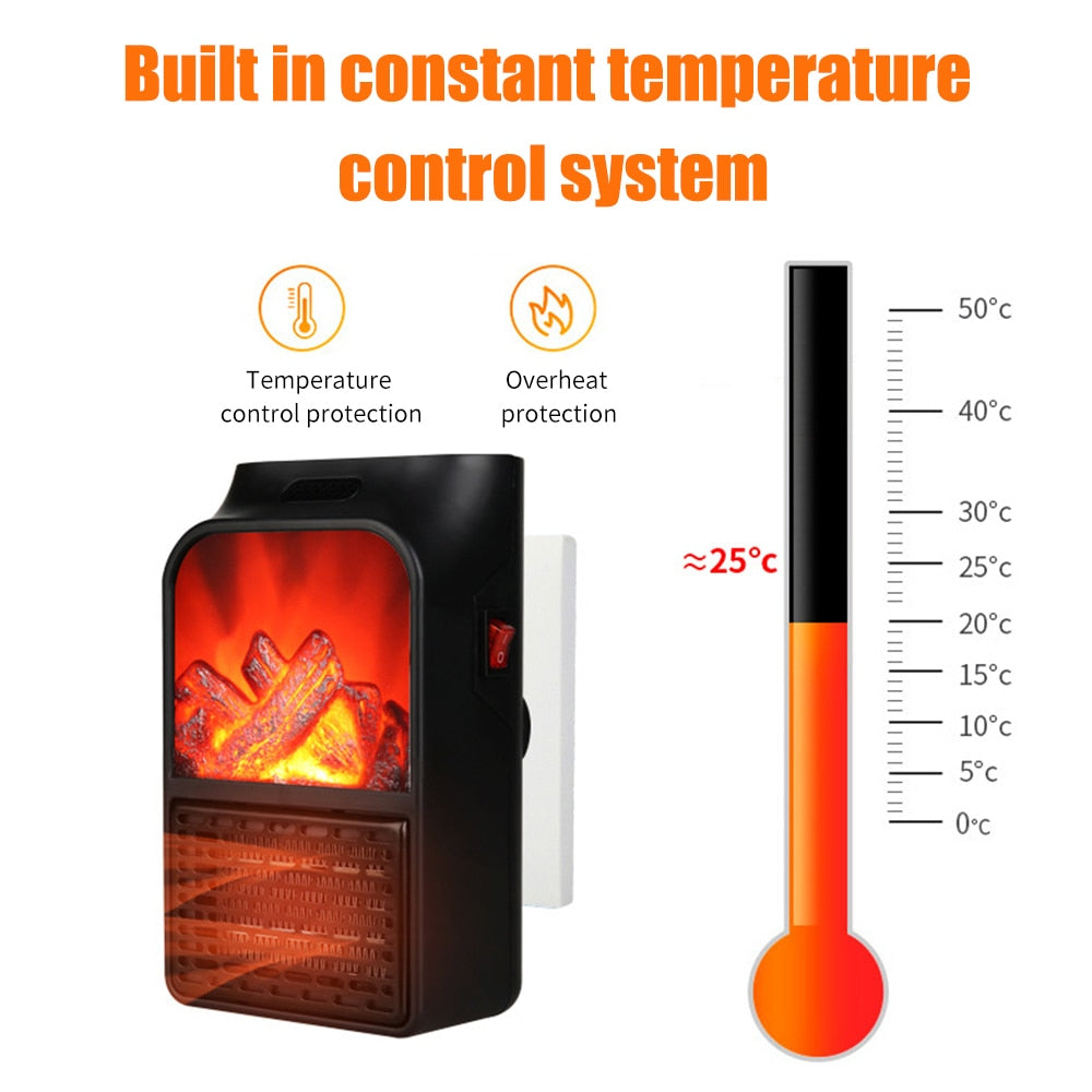 Mini Electric Fireplace Heater, Flame Effect 220V 50Hz