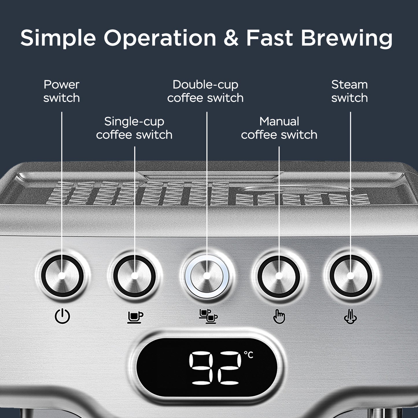 Geek 20 Bar Espresso Machine With Milk Frother, 1.8L Water Tank