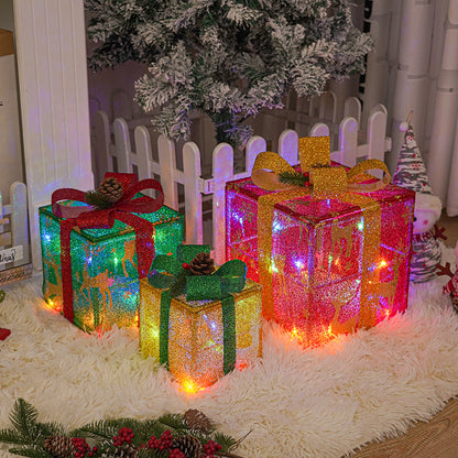 Lighted Up Outdoor Luminous Christmas Gift Box With Bow