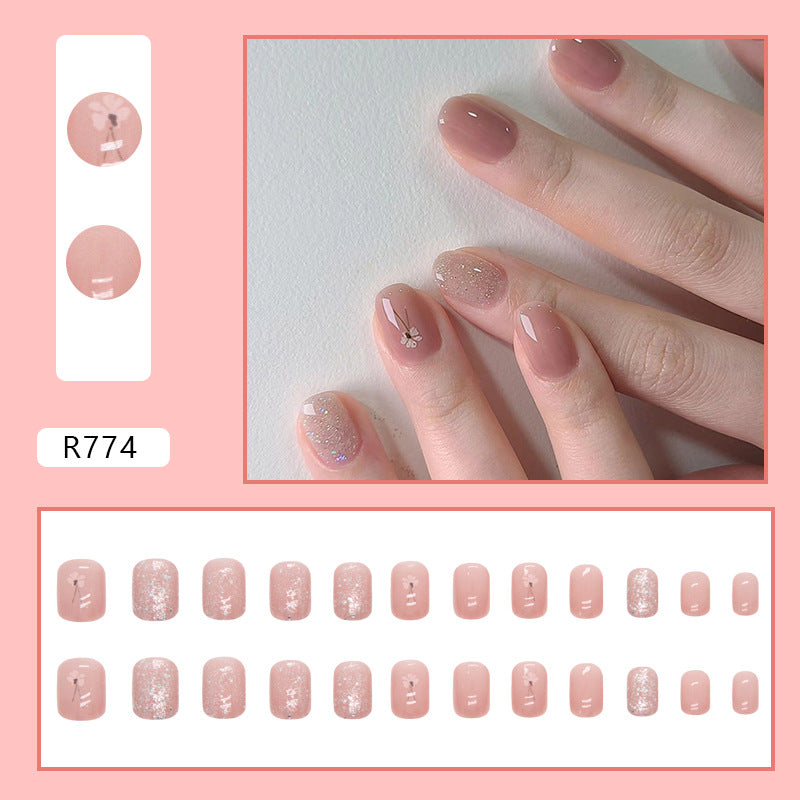 Spring And Summer New Product Simple French Retro Small Fresh Manicure Wearable Nail Patches Wholesale Ladies Only 24 Pieces