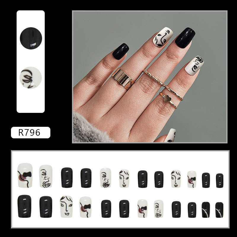 Spring And Summer New Product Simple French Retro Small Fresh Manicure Wearable Nail Patches Wholesale Ladies Only 24 Pieces