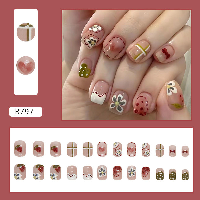 Spring And Summer New Product Simple French Retro Small Fresh Manicure Wearable Nail Patches Wholesale Ladies Only 24 Pieces