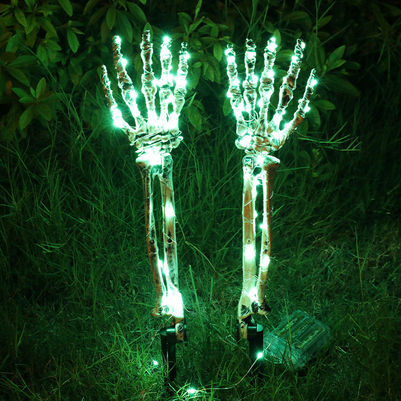 Halloween LED Light Up Skeleton Arm Hand Halloween Party Outdoor Home Garden Yard Lawn Decoration Haunted House Horror Props Halloween Decorative