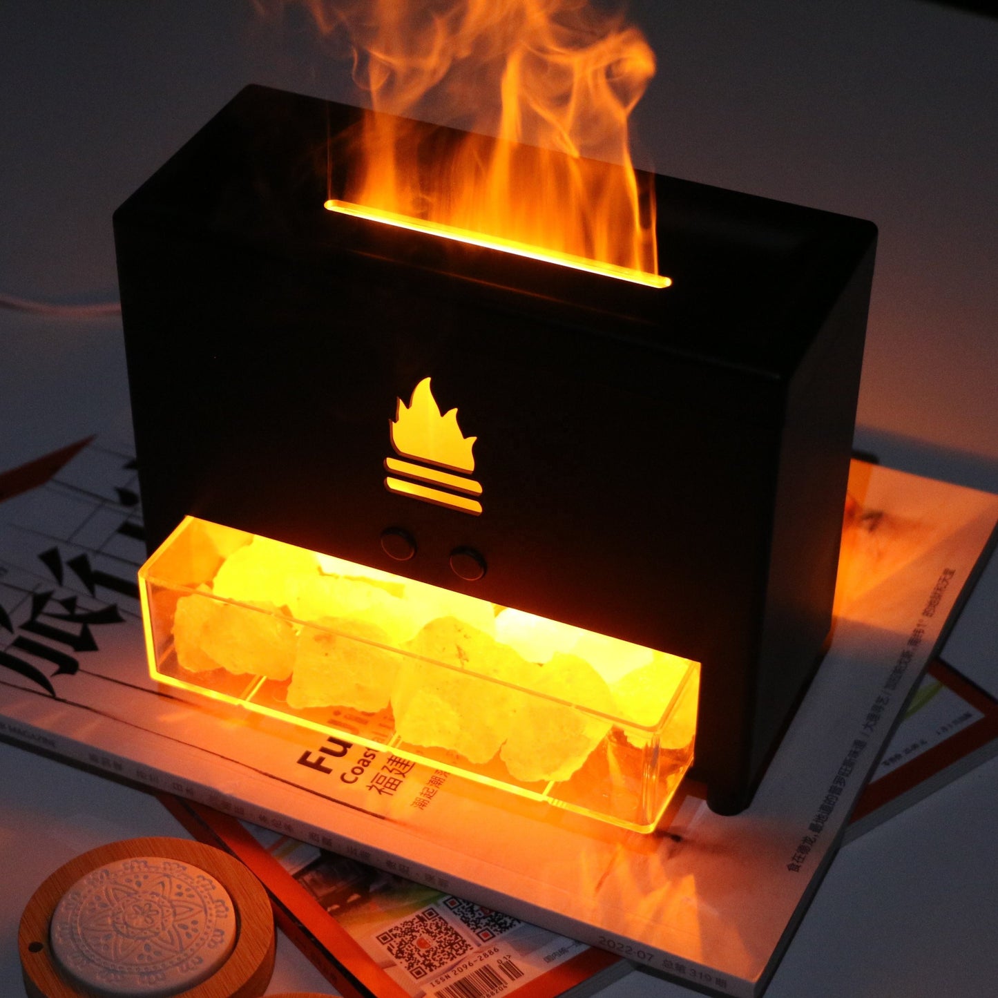 Flame Humidifier 3D Fire Flame With Salt Stone Simulated Fireplace