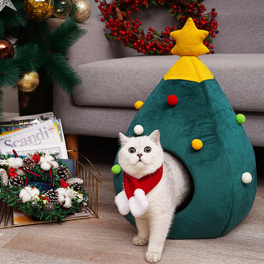 Pet Christmas Tree Cat Bed Mat