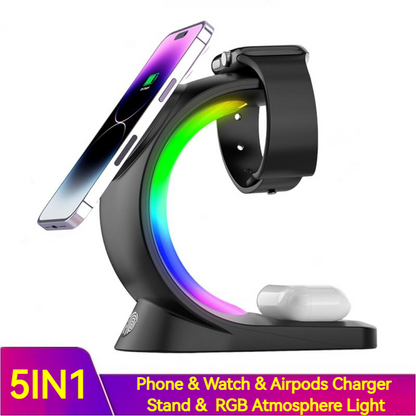 Wireless Charger 4 In 1 Magnetic Fast Charging Station For Airpods Pro I-phone Watch