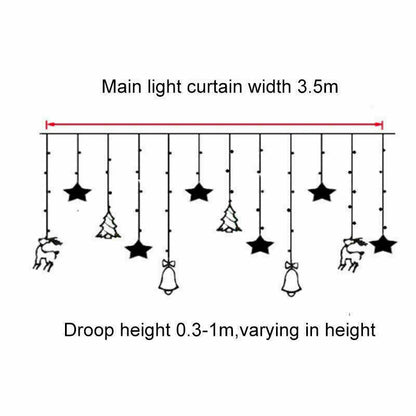 LED Fairy String Window Curtain Lights Star Christmas Xmas Party Home Indoor