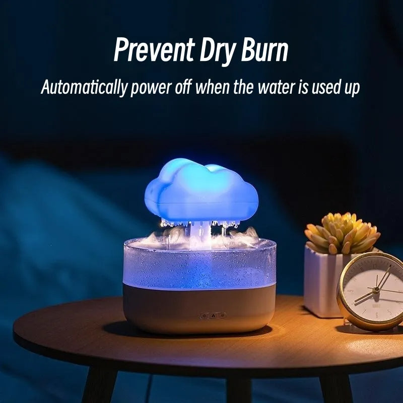 Rain Cloud Night Light Humidifier, Raining Drop Sound And 7 Color Led Light