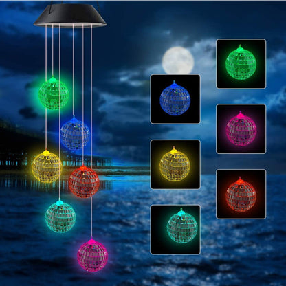 Outdoor Solar Wind Chime Lamp Hummingbird Butterfly Ball Wind Chime Garden Decoration