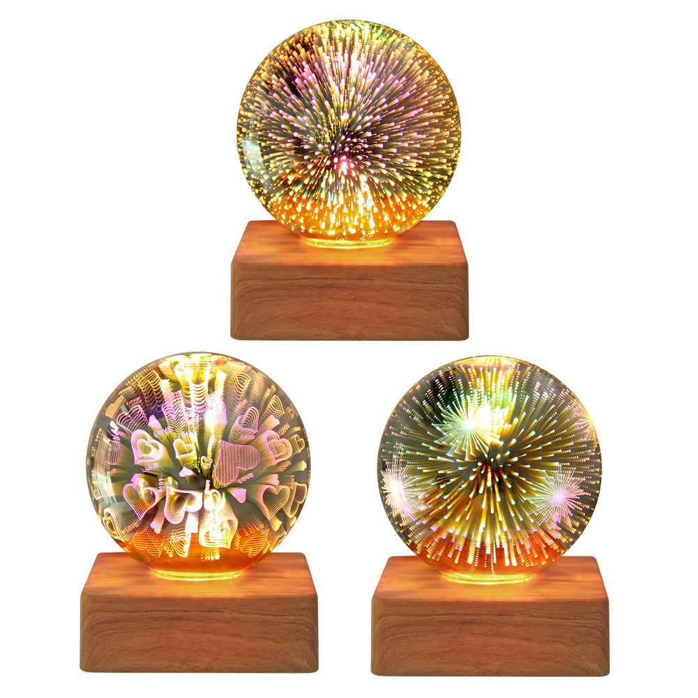 Firework Crystals Ball Night Light USB 3D LED