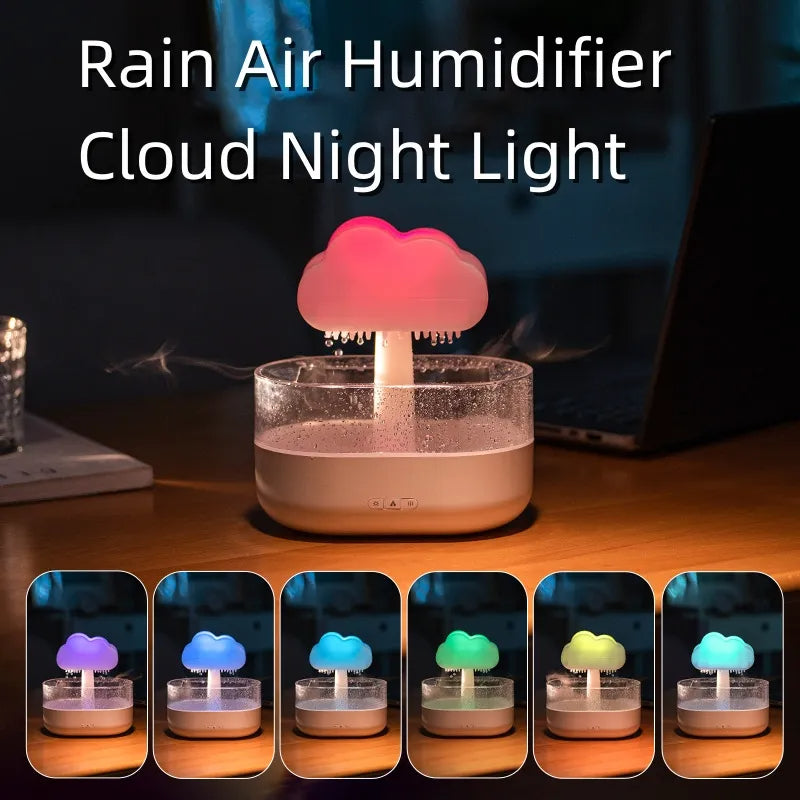 Rain Cloud Night Light Humidifier, Raining Drop Sound And 7 Color Led Light