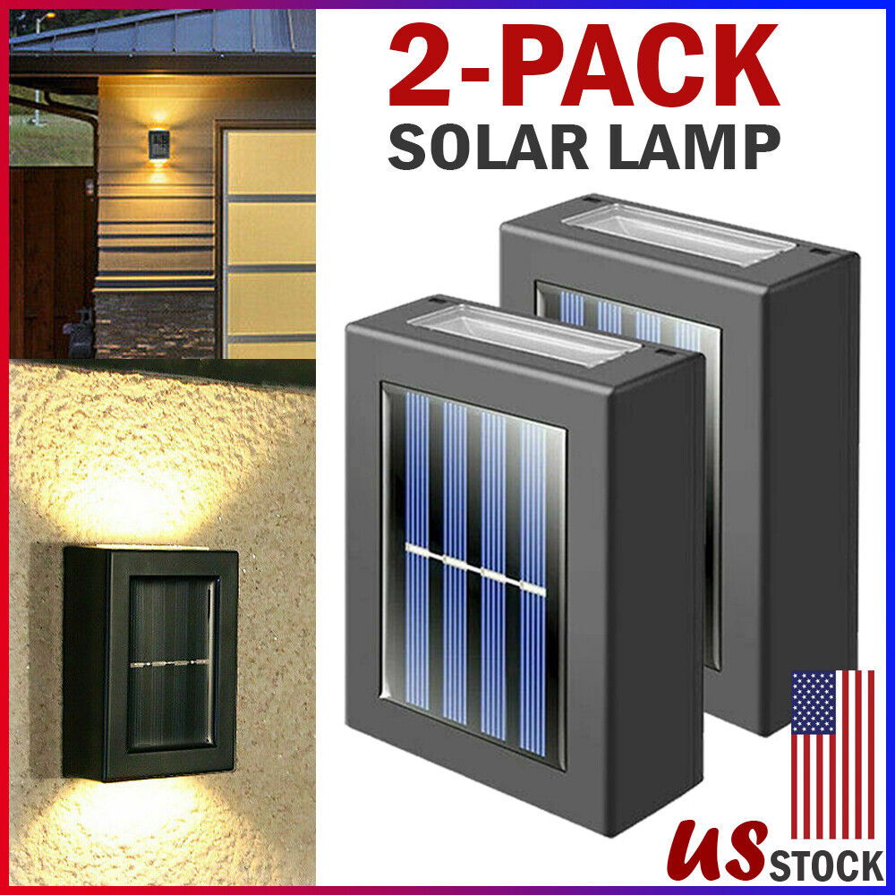 2 Pack New Solar Deck Lights Outdoor Waterproof LED Steps Lamps For Stairs Fence